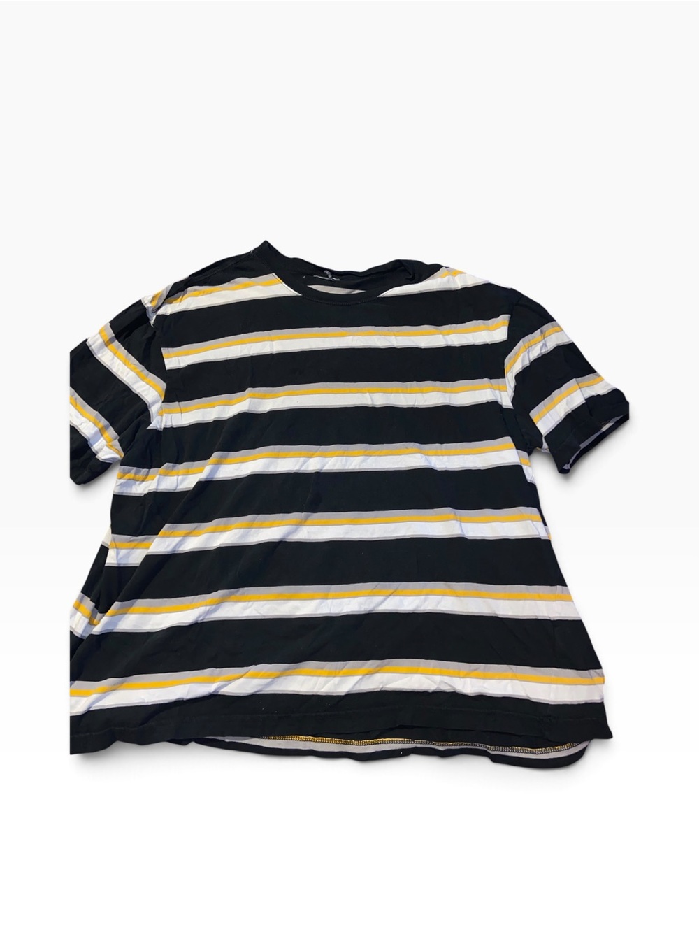 Old Navy Black, White & Yellow Striped Short Sleeve Tee